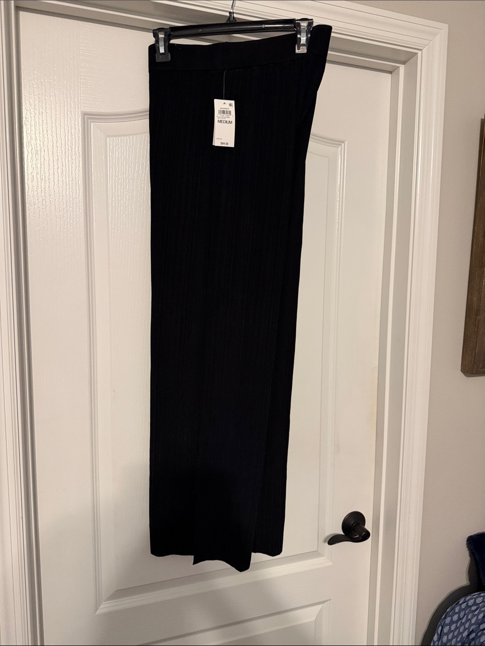 INC International Concepts Black Wide-Leg Ribbed Pants